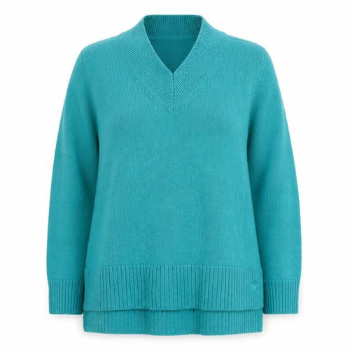 Crew Clothing Company Women's Green V-Neck Merino Wool Jumper Size 12
