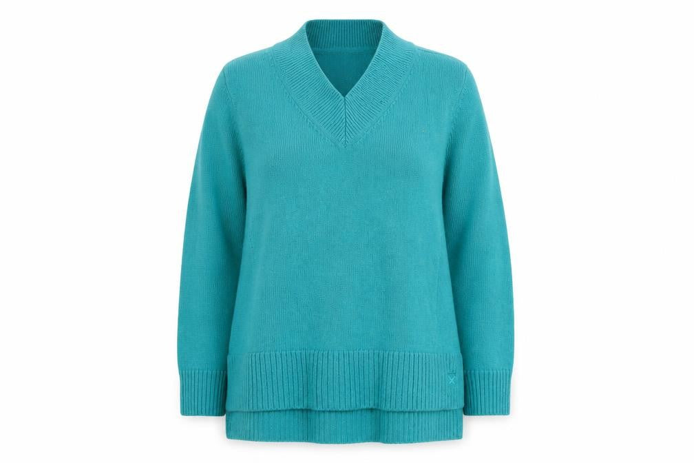 Crew Clothing Company Women's Green V-Neck Merino Wool Jumper Size 12