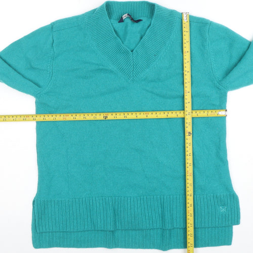 Crew Clothing Company Women's Green V-Neck Merino Wool Jumper Size 12