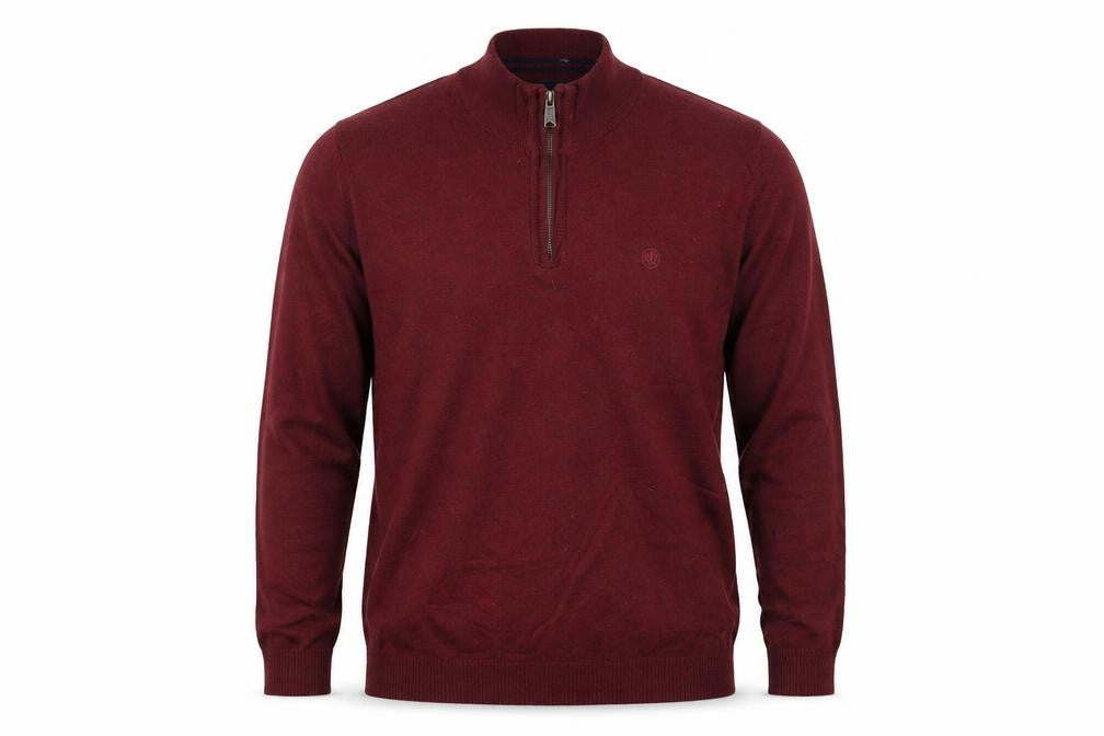 Fat Face Mens Red 2XL 1/2 Zip High Neck Cotton Wool Jumper