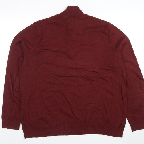 Fat Face Mens Red 2XL 1/2 Zip High Neck Cotton Wool Jumper