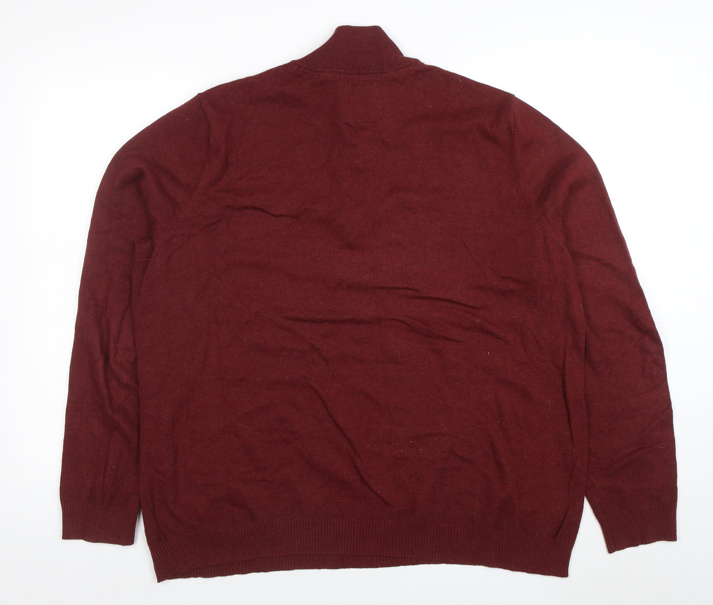 Fat Face Mens Red 2XL 1/2 Zip High Neck Cotton Wool Jumper