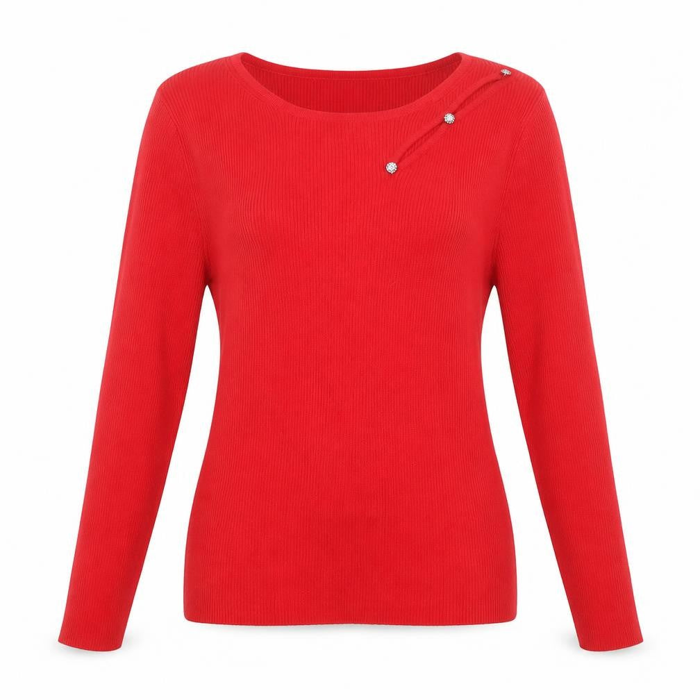 Nutmeg Women Red Jewel Detail Long Sleeve Knit Jumper Size 12