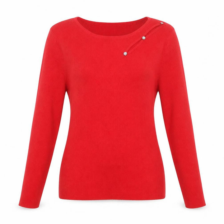Nutmeg Women Red Jewel Detail Long Sleeve Knit Jumper Size 12