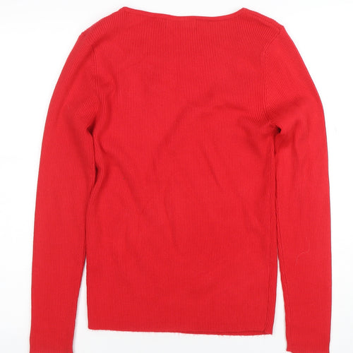 Nutmeg Women Red Jewel Detail Long Sleeve Knit Jumper Size 12