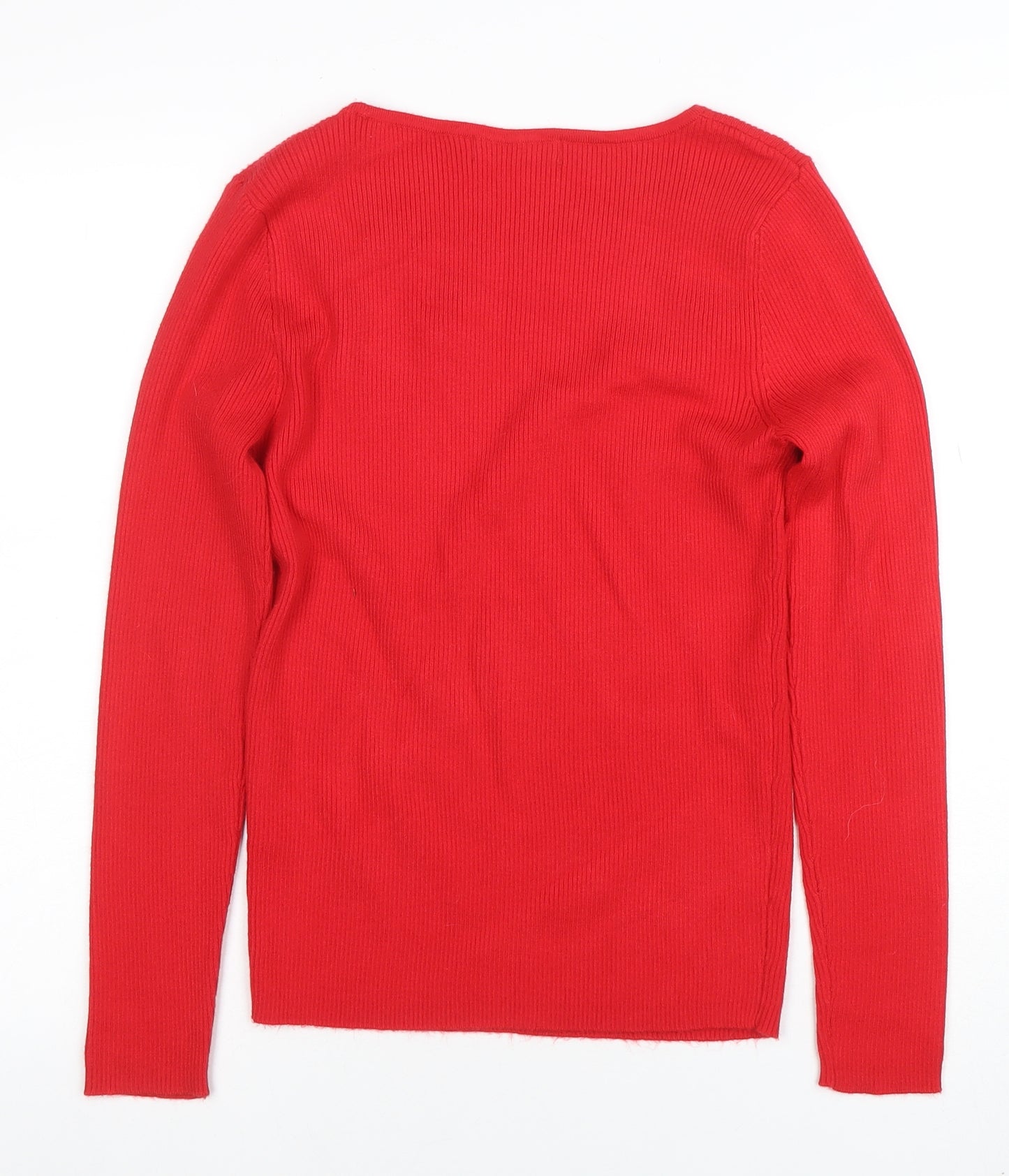 Nutmeg Women Red Jewel Detail Long Sleeve Knit Jumper Size 12