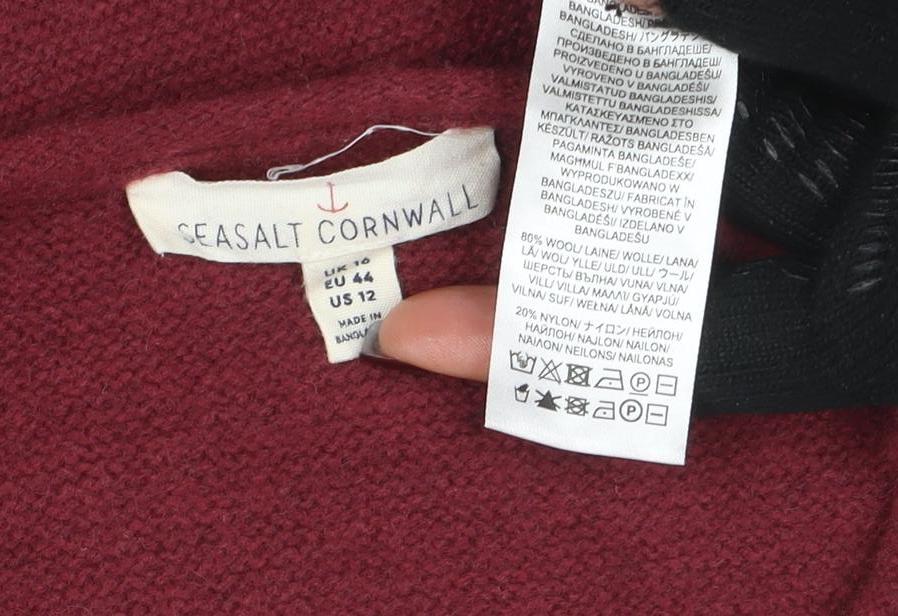 Seasalt Cornwall Women's Red Wool Blend Pullover Jumper Size 12
