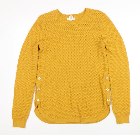 Artisan NY Women Mustard Yellow Knit Jumper Size M Button Detail