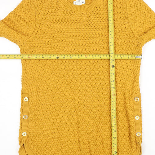 Artisan NY Women Mustard Yellow Knit Jumper Size M Button Detail