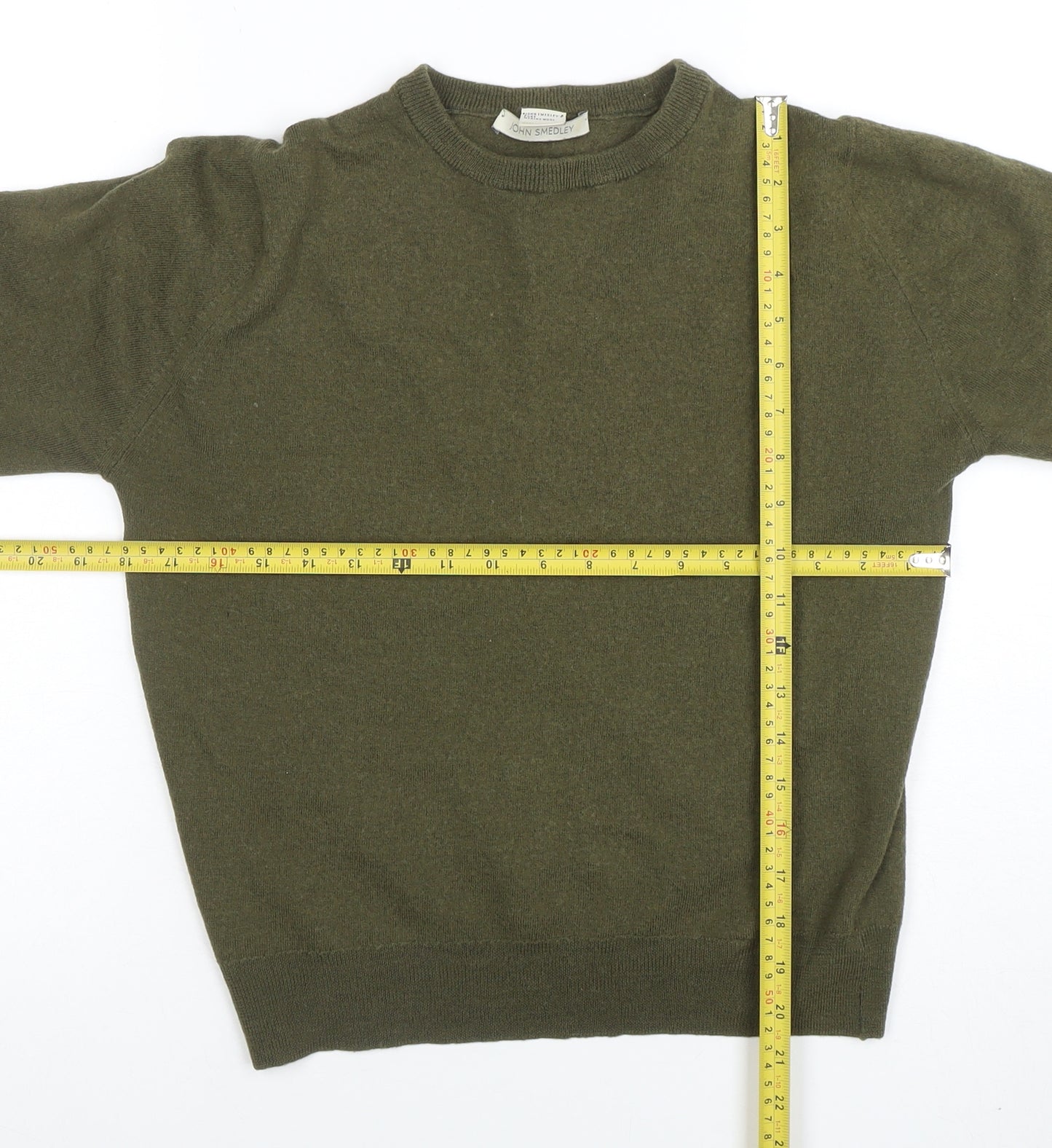 John Smedley Women's Green Wool Crew Neck Pullover Jumper M