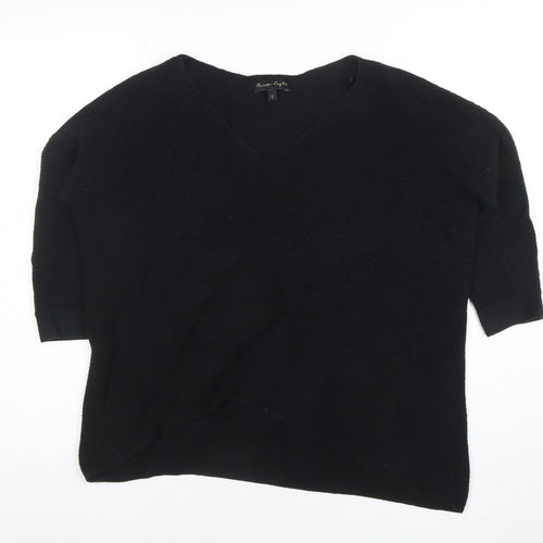 Phase Eight Women Black Size 8 Cotton Knit V-Neck Jumper