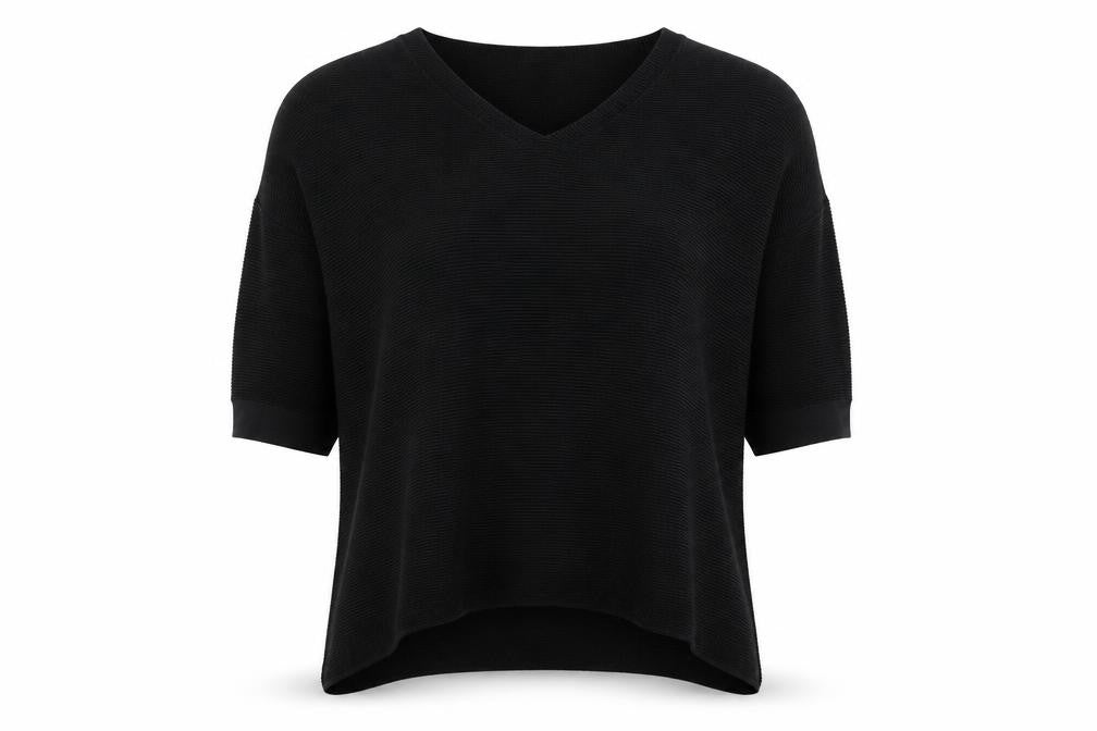 Phase Eight Women Black Size 8 Cotton Knit V-Neck Jumper