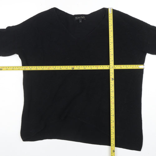 Phase Eight Women Black Size 8 Cotton Knit V-Neck Jumper