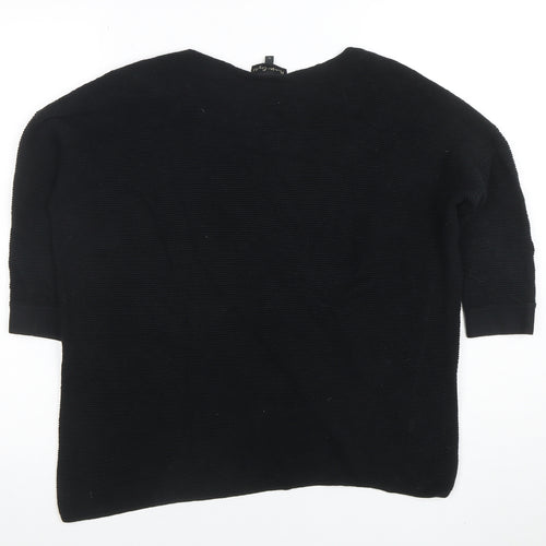 Phase Eight Women Black Size 8 Cotton Knit V-Neck Jumper