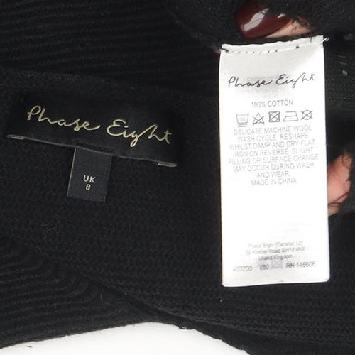 Phase Eight Women Black Size 8 Cotton Knit V-Neck Jumper