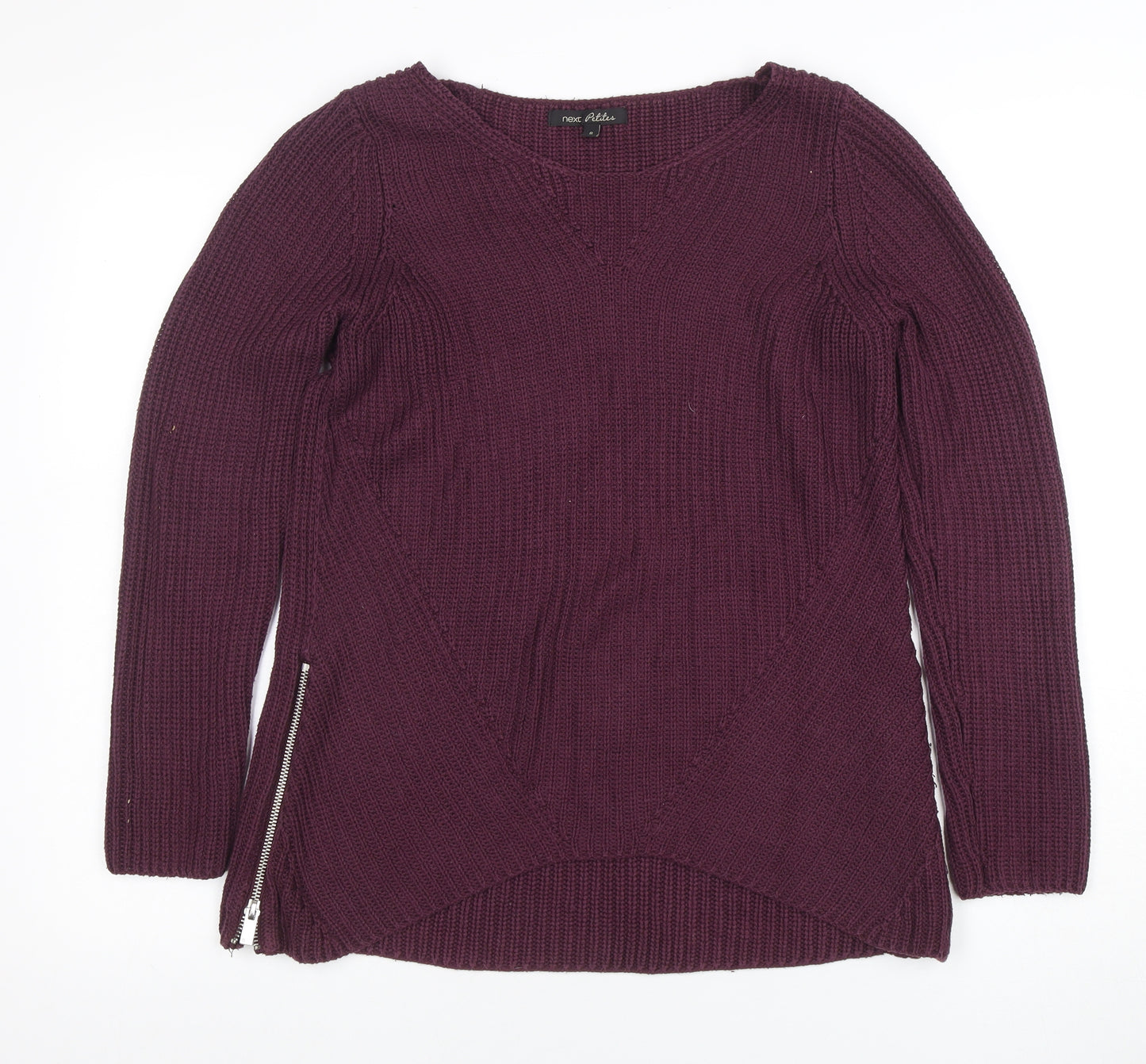 Next Petite Women's Purple Knit Zip Jumper Size 8