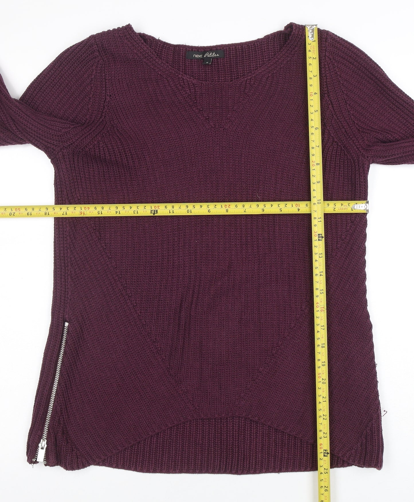 Next Petite Women's Purple Knit Zip Jumper Size 8