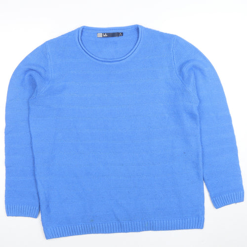Isle Women's Blue Acrylic Crew Neck Jumper Size M 14-16