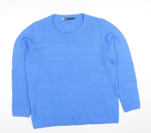 Isle Women's Blue Acrylic Crew Neck Jumper Size M 14-16