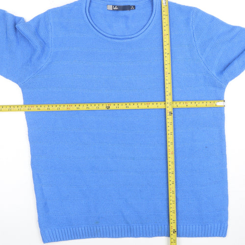 Isle Women's Blue Acrylic Crew Neck Jumper Size M 14-16