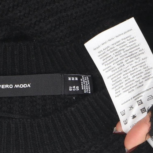 Vero Moda Women's Black Knit Sleeveless Crew Neck Vest Jumper M