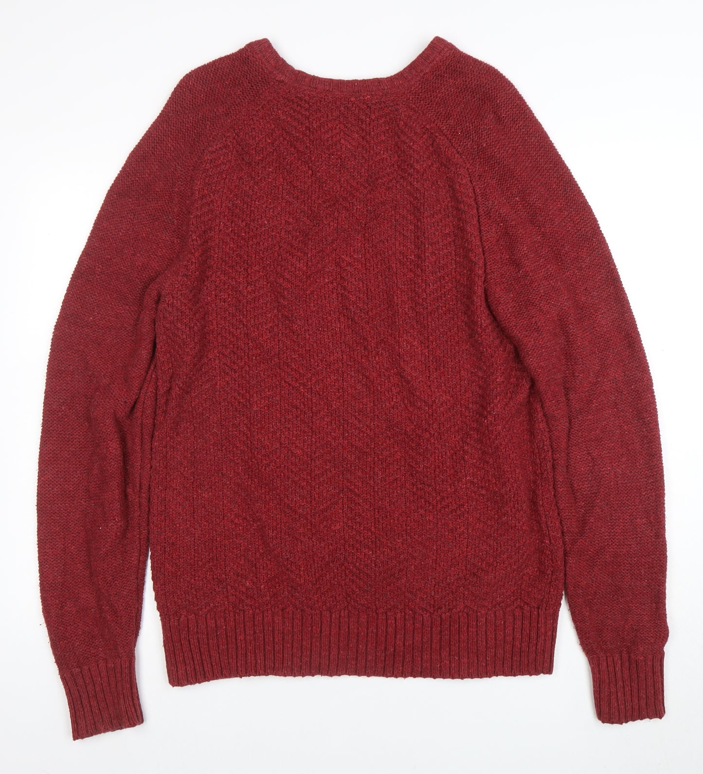 FatFace Men's Red Wool Blend Crew Neck Knit Jumper Size L