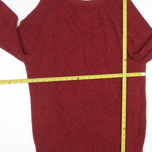 FatFace Men's Red Wool Blend Crew Neck Knit Jumper Size L