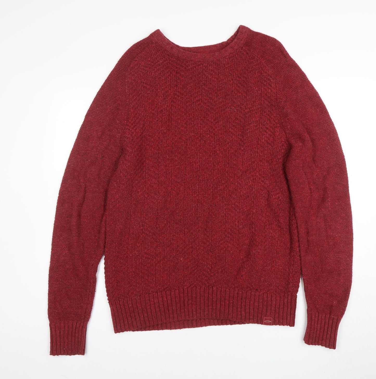 FatFace Men's Red Wool Blend Crew Neck Knit Jumper Size L