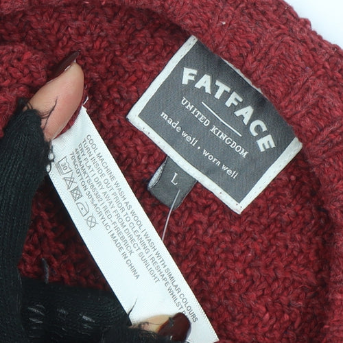 FatFace Men's Red Wool Blend Crew Neck Knit Jumper Size L