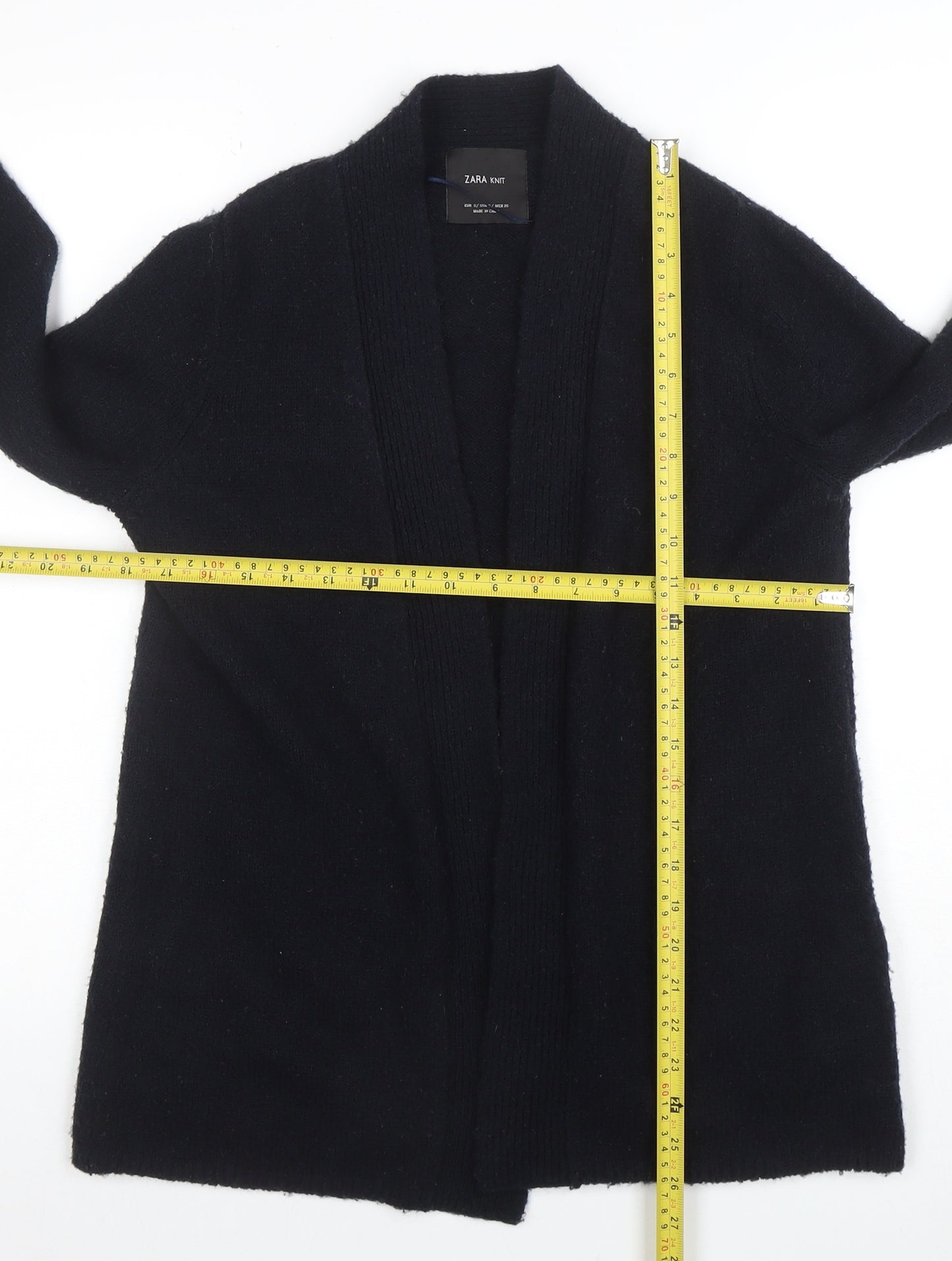 Zara Women Black Knit Open Front Cardigan Small