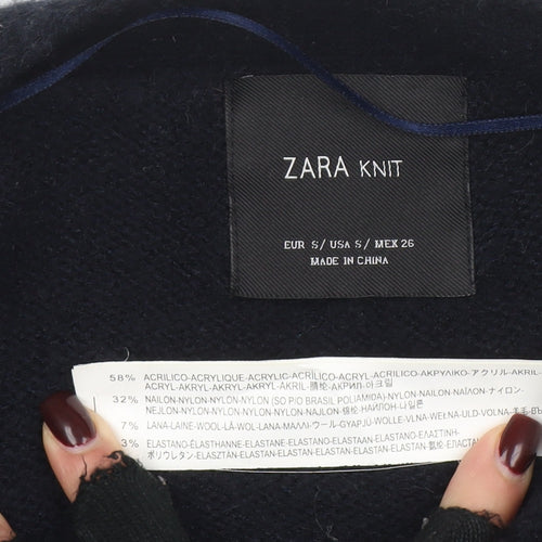 Zara Women Black Knit Open Front Cardigan Small