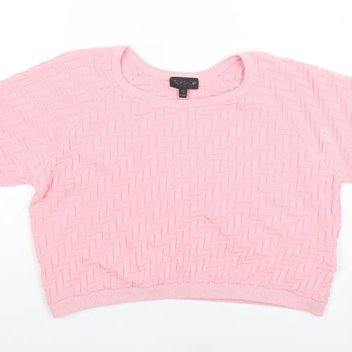 Topshop Women's Pink Cropped Knit T-Shirt Size 12