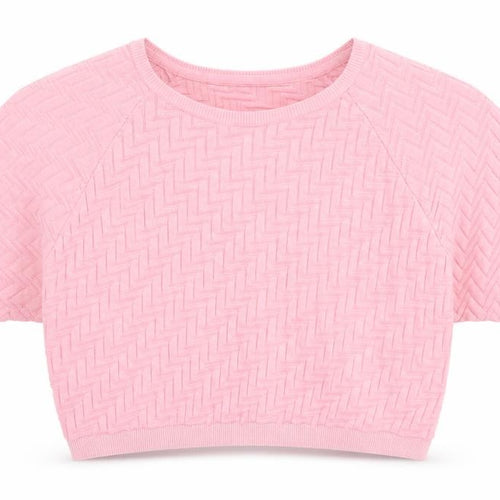 Topshop Women's Pink Cropped Knit T-Shirt Size 12