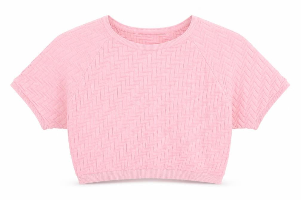 Topshop Women's Pink Cropped Knit T-Shirt Size 12
