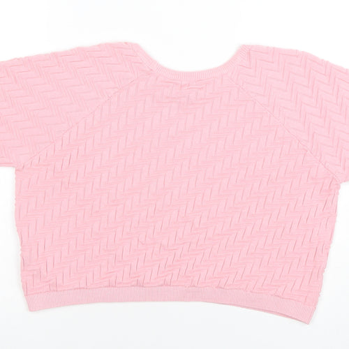 Topshop Women's Pink Cropped Knit T-Shirt Size 12