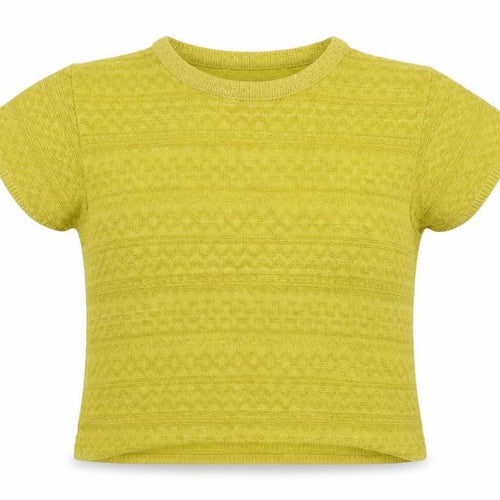 Kaliko Women's Yellow Knit Short Sleeve Crew Neck Top Size 12