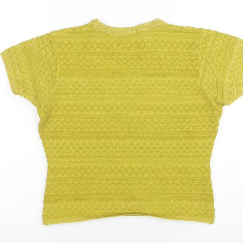 Kaliko Women's Yellow Knit Short Sleeve Crew Neck Top Size 12