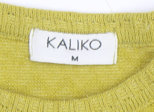 Kaliko Women's Yellow Knit Short Sleeve Crew Neck Top Size 12