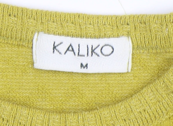Kaliko Women's Yellow Knit Short Sleeve Crew Neck Top Size 12