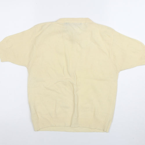 French Connection Women's Beige Embroidered Short Sleeve Pullover Jumper M