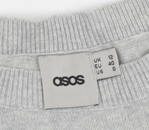 ASOS Women Grey Long Sleeve Knit Sweater Dress Size 12