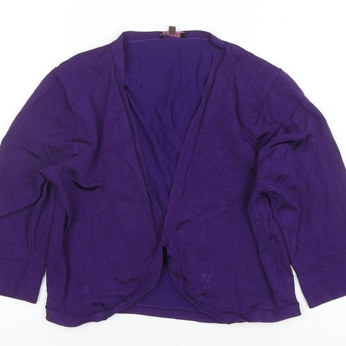 Phase Eight Women Purple Size 12 V-Neck 3/4 Sleeve Cardigan