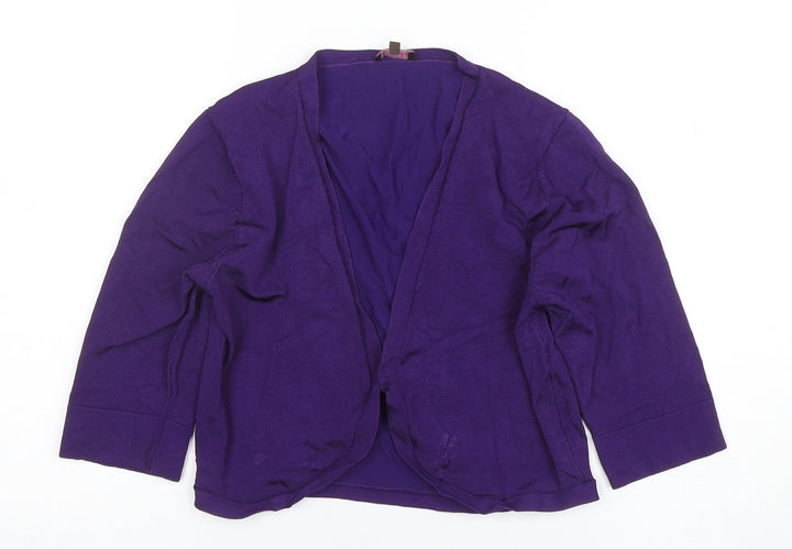 Phase Eight Women Purple Size 12 V-Neck 3/4 Sleeve Cardigan