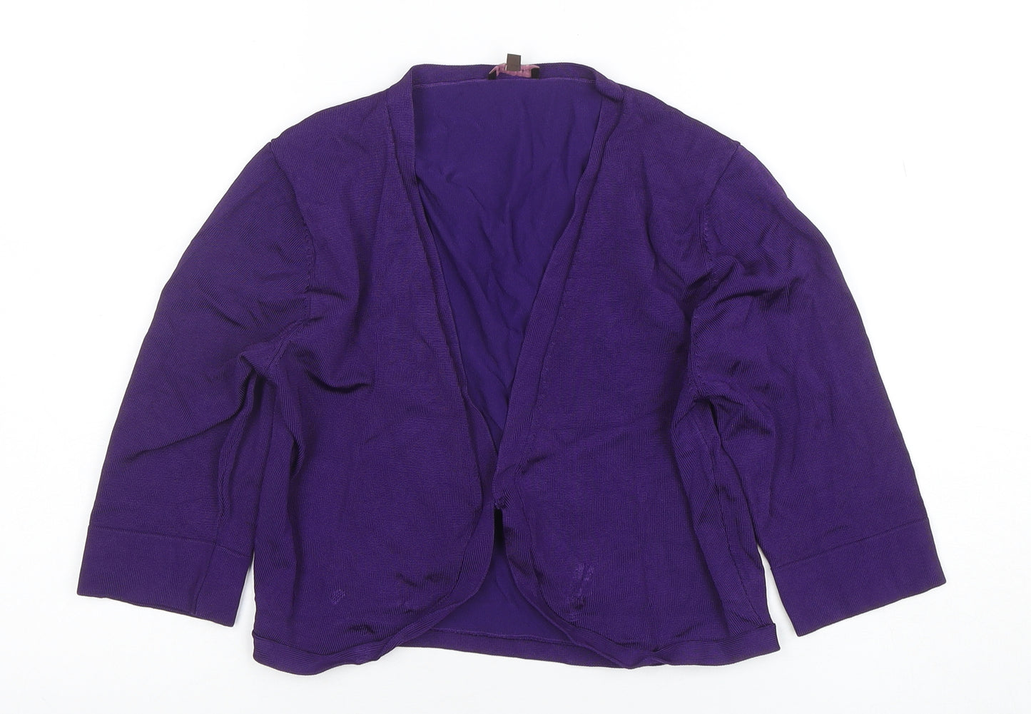 Phase Eight Women Purple Size 12 V-Neck 3/4 Sleeve Cardigan