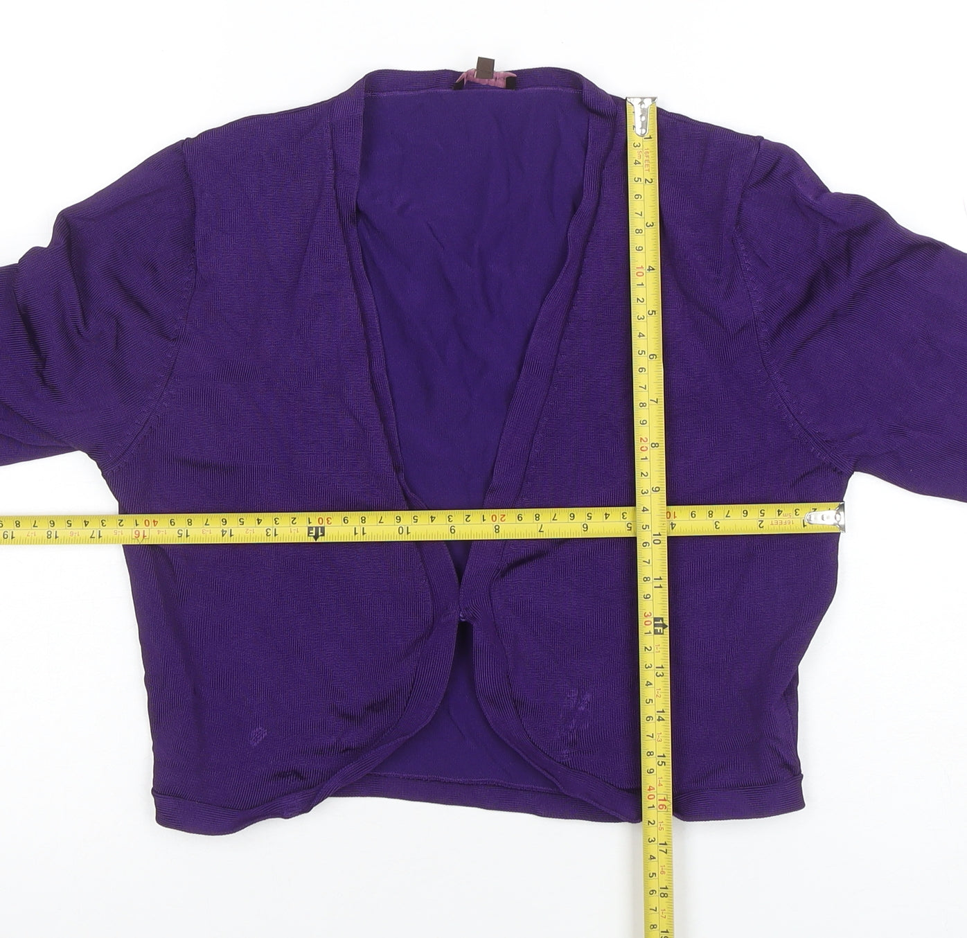 Phase Eight Women Purple Size 12 V-Neck 3/4 Sleeve Cardigan