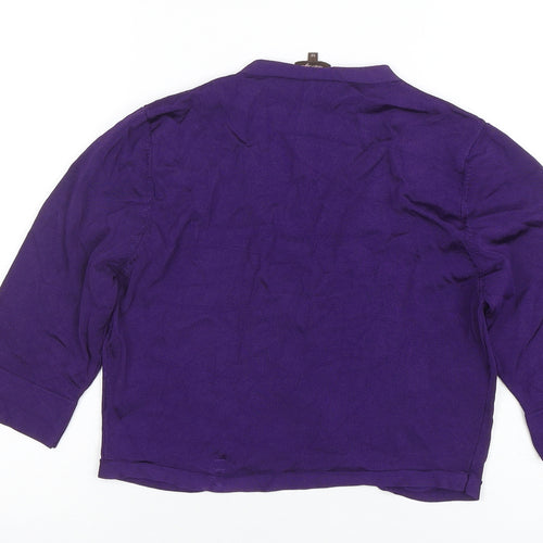 Phase Eight Women Purple Size 12 V-Neck 3/4 Sleeve Cardigan