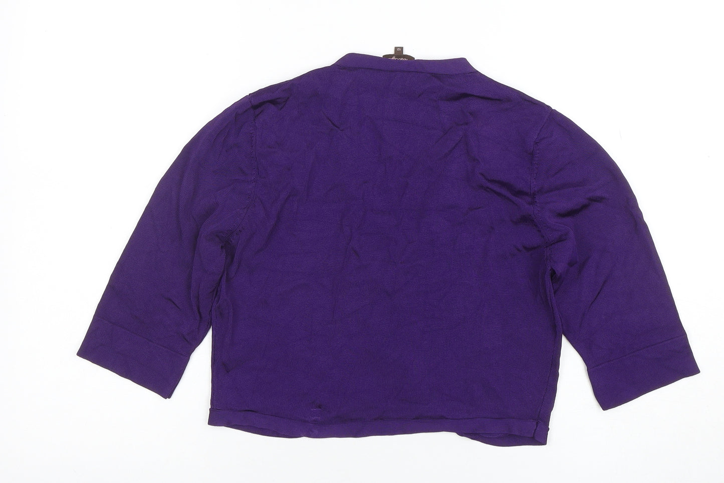 Phase Eight Women Purple Size 12 V-Neck 3/4 Sleeve Cardigan