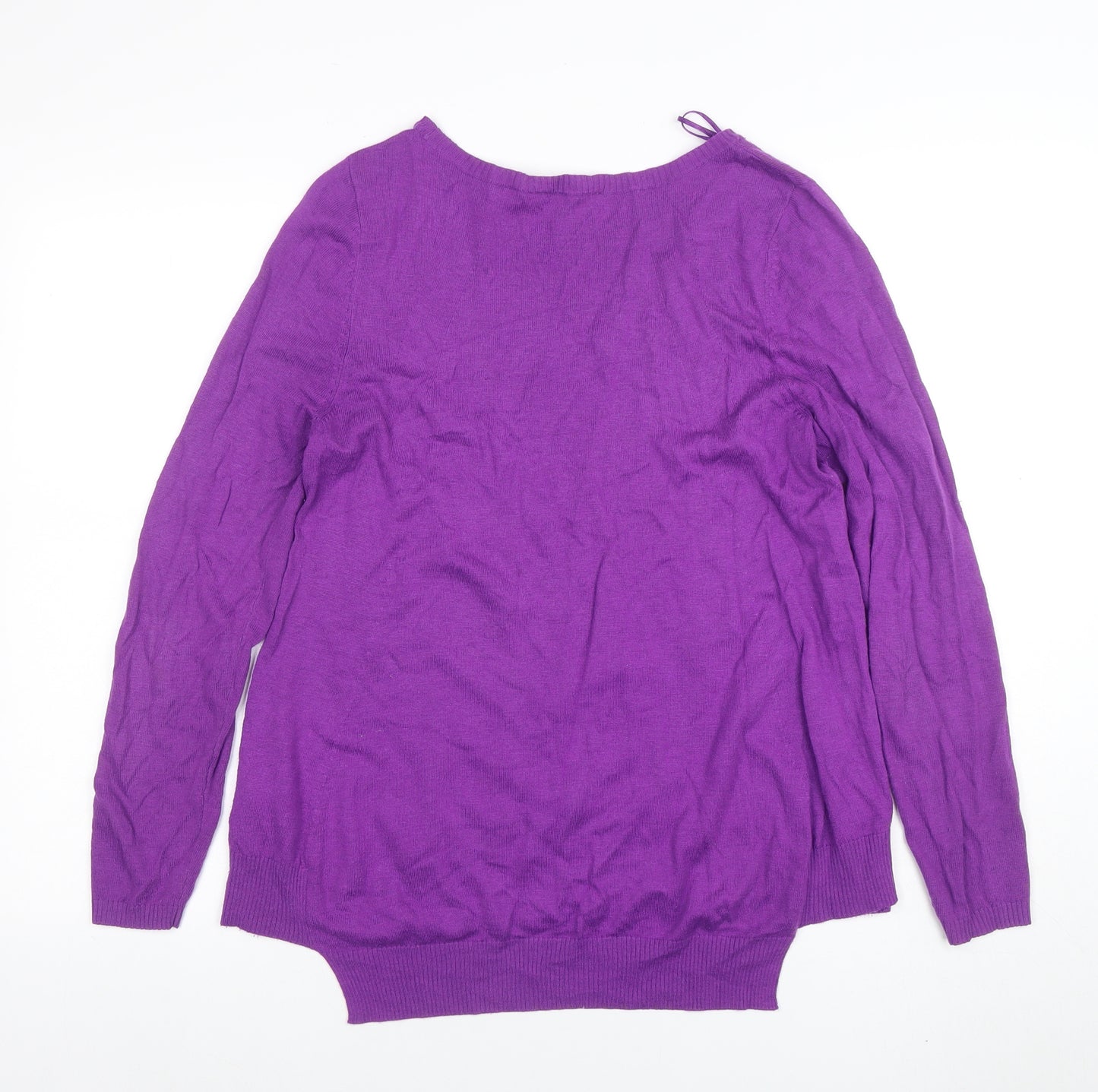F&F Women's Purple Knit Long Sleeve Crew Neck Jumper Size 12