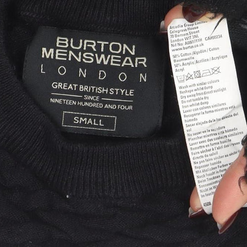 Burton Menswear London Black Cable-Knit Jumper Women's Small