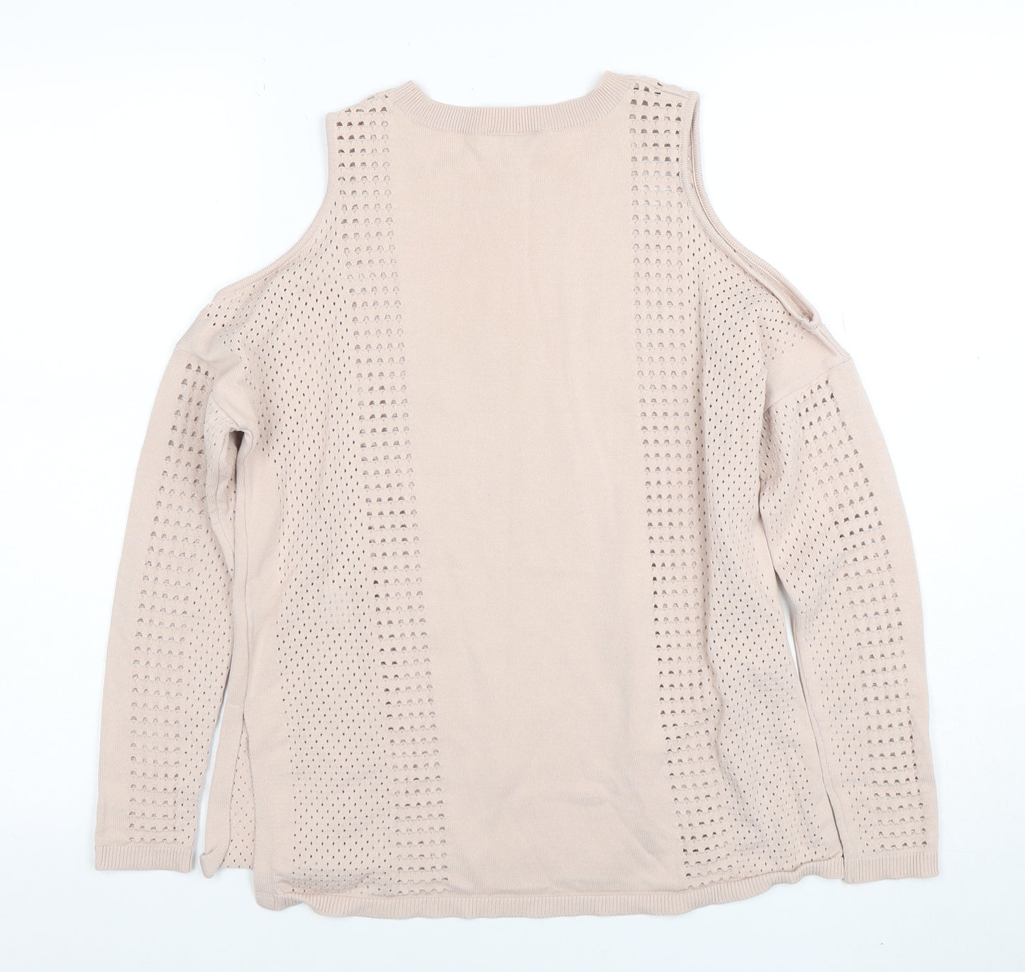 Topshop Women Beige Cold Shoulder Knit Blouse Size 8